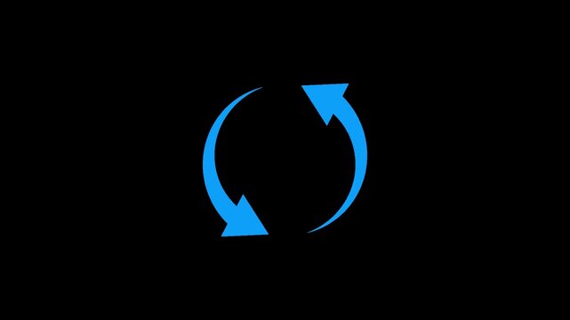 Blue refresh reload arrows icon symbol rotating on white background