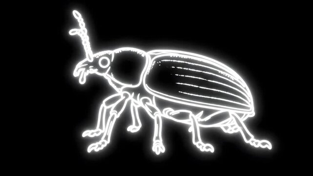 Weevil with Slowly Tilting Snout on Black Background