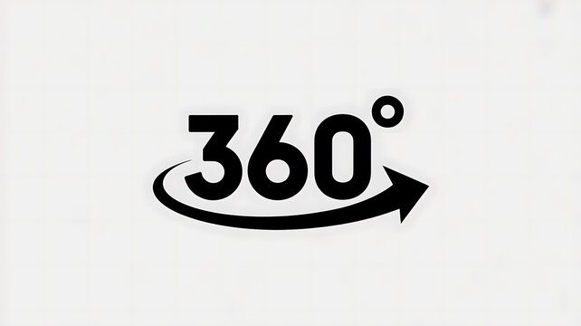 360 degree rotation icon with circular arrow for virtual reality and panoramic view