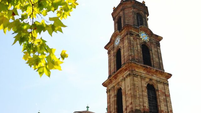 the famous ludwigskirche church of saarbruecken germany 4k video
