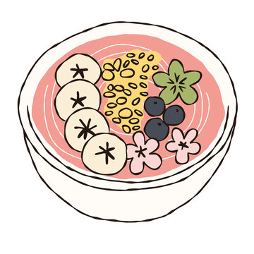 Hand Drawn Healthy Acai Smoothie Bowl Clipart