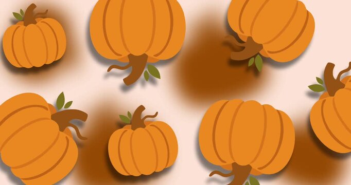 vibrant orange pumpkin patch pattern on soft brown background