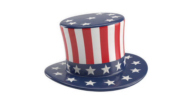Top view of Uncle Sam hat isolated on transparent background