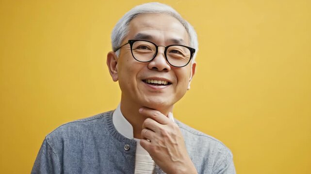 An older man smiling warmly at the camera with grey hair and wearing glasses. He is dressed in a light-colored shirt and has an engaging expression on his face.