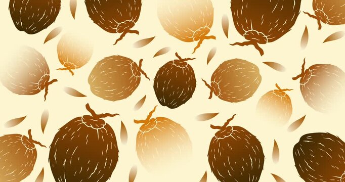 seamless pattern design with whole and cracked brown coconuts