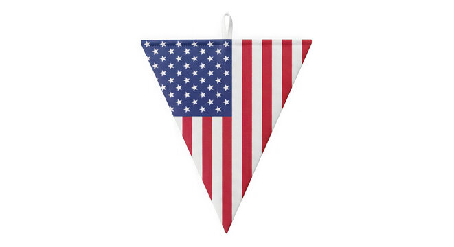 USA flag triangle bunting isolated on transparent background