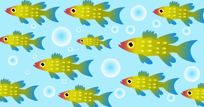 colorful fish swimming in clear blue water seamless pattern