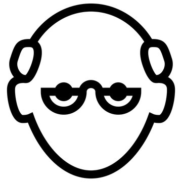 Icono con el dibujo sencillo de la cabeza de un hombre mayor calvo y con gafas