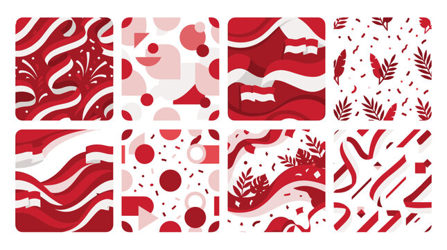 Seamless red and white patterns for indonesian independence day