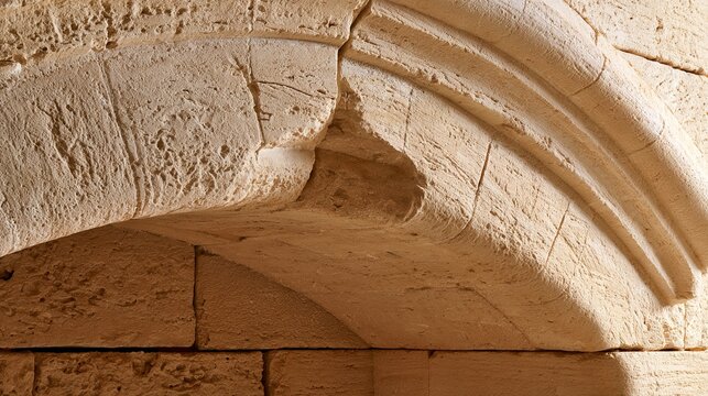 keystone. Extreme close-up of the central wedge stone in a classic stone archway. real-estate listings, architecture portfolios, designed for interior renovation comparisons for interiors.
