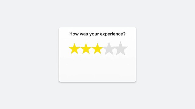 Three Star Feedback Rating and Customer Experience Review Animation