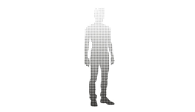 Standing human silhouette made of black dots vector art with standing