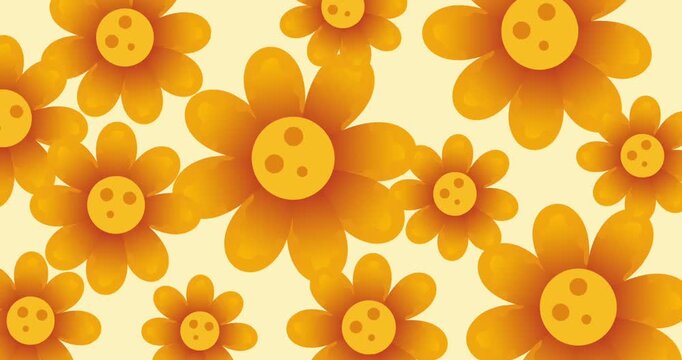 vintage style orange flowers arranged in seamless pattern