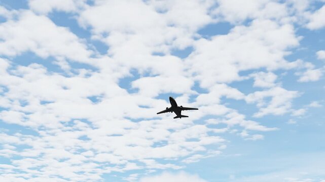 Commercial airplane flying in the sky, ideal for travel, aviation, transportation, airline, and air travel concepts. Travel, tourism.