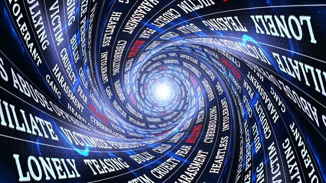 BULLYING Keywords on the Tunnel Walls, Animation, Background, Loop
