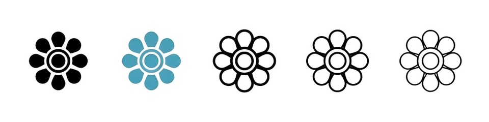 Bloom and Blossom Vector Icon Set. Floral Hibiscus Vector Symbol for UI design. Thin line customizable illustration. Contour symbol. Vector isolated outline drawing. Editable stroke © Lovely