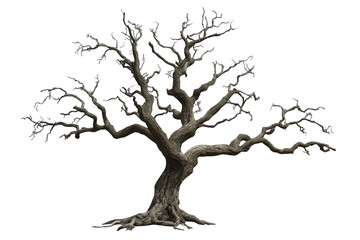 Fototapeta premium Wide old leafless tree with gnarled branches