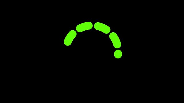 Green colour animation - loading circle icon on black background with alpha channel. 4k animation video