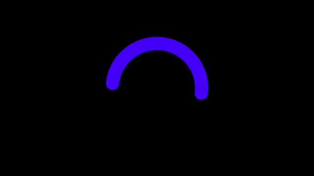 Blue colour animation - loading circle icon on black background.