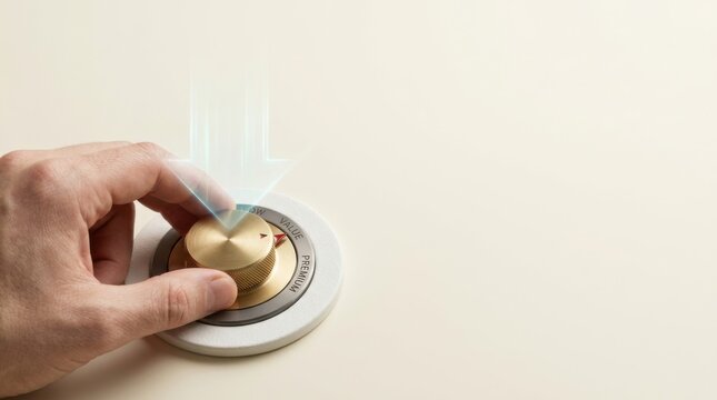 Hand of a person turning a button to visualize pricing power and maintaining chosen value position under pressure