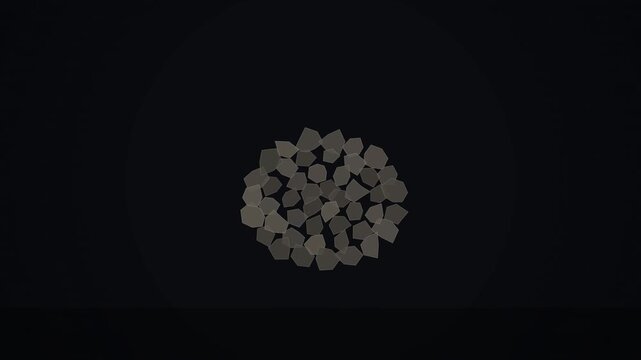 Abstract geometric pattern of overlapping pentagons forming a circular shape