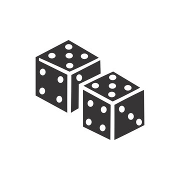 illustration of two black dice with white dots on a white background 