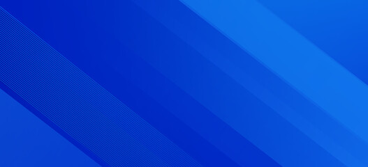 Fototapeta premium Abstract modern blue gradient wide banner background. Dynamic diagonal lines with stripes and shadow. Suit for banner, brochure, business, cover, presentation, website, flyer. Vector illustration