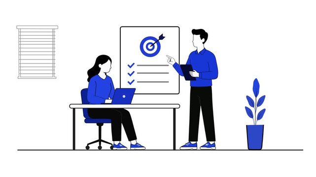 Business Team Planning and Goal Setting With Target Checklist, Professionals Collaborating on Project Strategy, Workplace Management, Leadership and Success Concept