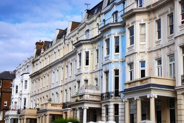 Obraz premium Notting Hill, London UK. Colorful residential neighborhood street view.