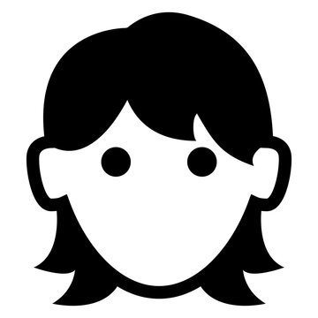 Icono con el dibujo sencillo de la cabeza de una mujer vista de frente 