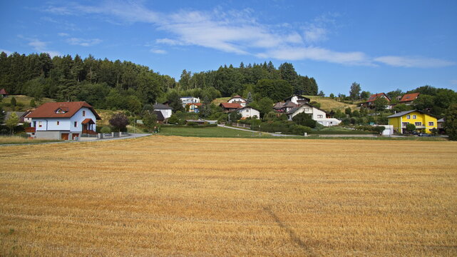 View of village Weinburg from the train "Mariazellerbahn", Lower Austria, Austria, Europe
