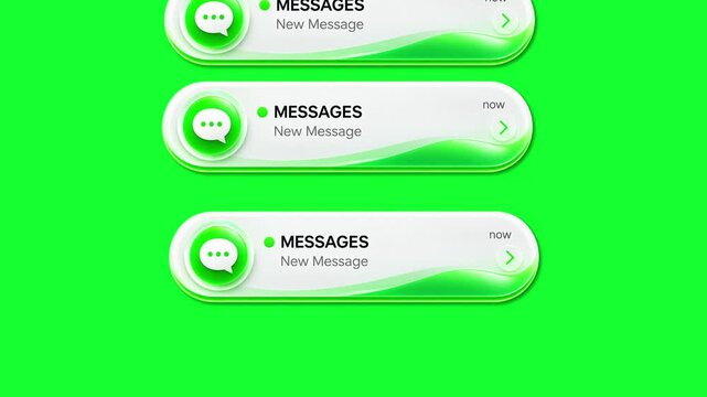 Modern message notification popups floating in digital motion video footage