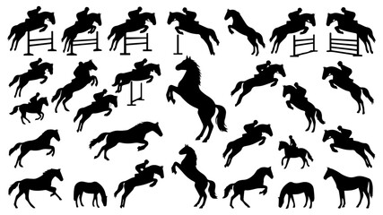 Fototapeta premium Black_horse_silhouettes_in_pose