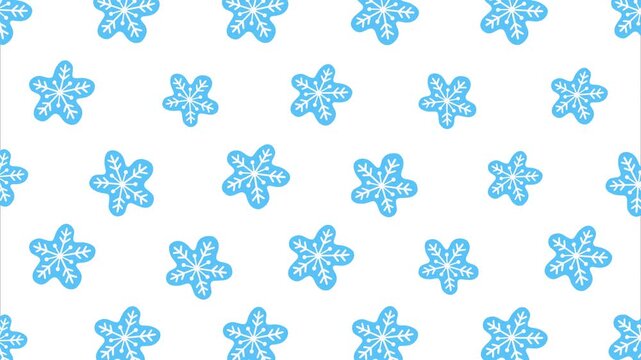 Cute Blue Snowflake Pattern Looping Video Background Vector
