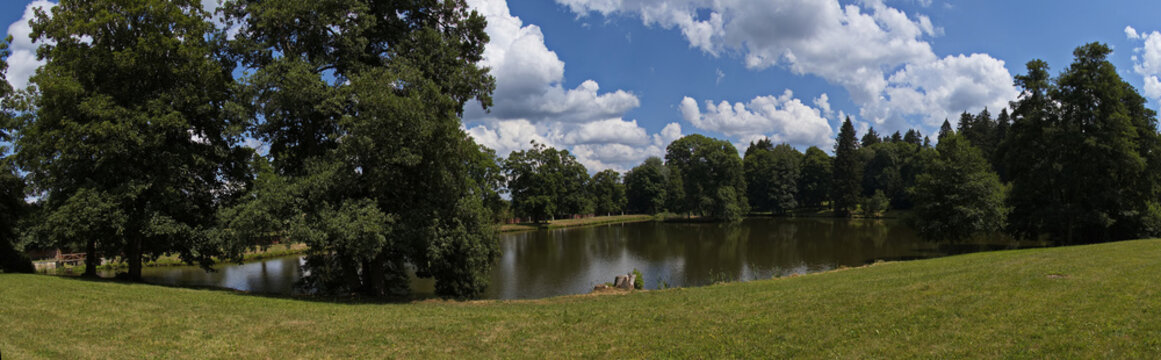 Pond in public park at Tepla abbey in Tepla, Karlovy Vary Region, Czech republic,Europe
