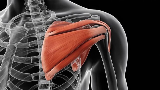 3D Medical Animation of Human Shoulder Joint Muscles and Rotator Cuff Anatomy