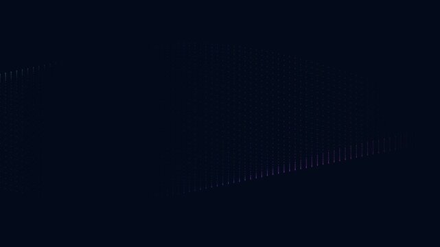 Glowing neon particles forming geometric shapes in dark abstract motion digital animation background video clip footage