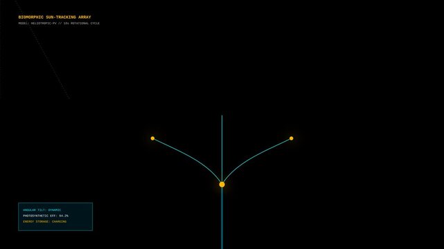 Futuristic Biomorphic Solar Array HUD Animation Representing Sustainable Clean Renewable Energy