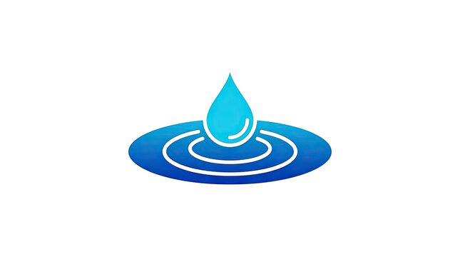 Blue water drop icon with circular ripples.