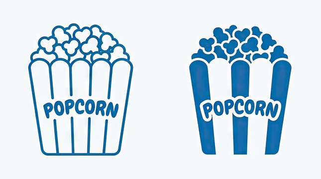 Popcorn container icons in outline and solid blue.