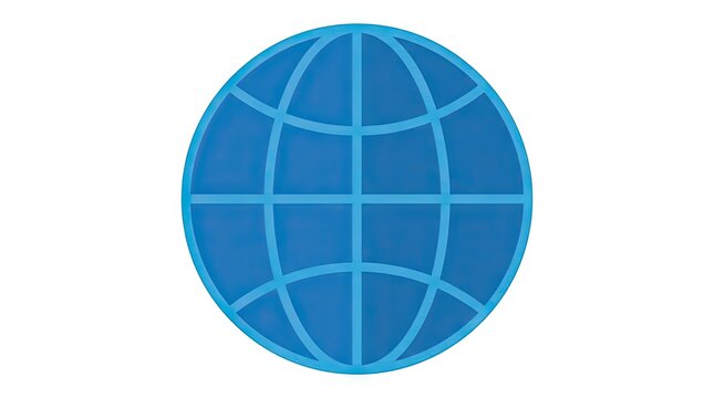 Simple blue globe icon with longitude and latitude.