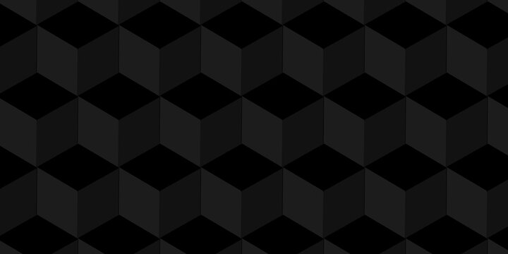 Minimal structure box black wall structure paper abstract cube. geometric triangle element mosaic tile wall decoration cube wall grid wallpaper.