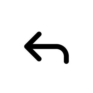 Minimalist return arrow icon vector graphic for user interface navigation representing undo action or back button design in clean flat line style isolated on white background