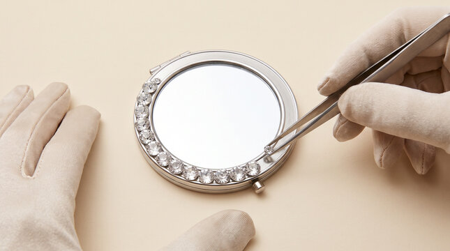 Bedazzling, rhinestone decoration, crystalcore, decorated mirror