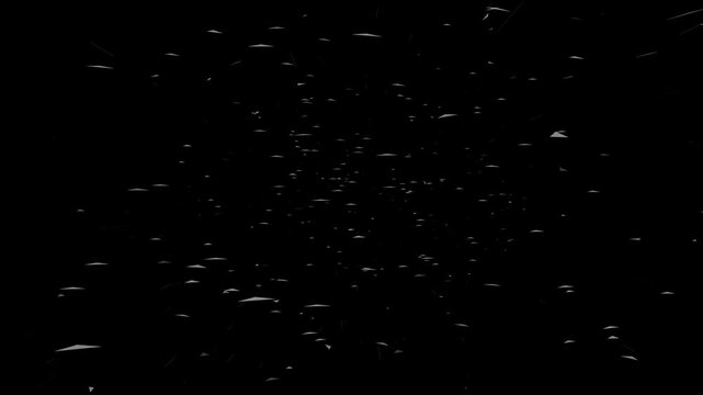 White paper animation flying on black background, 
paper falling down animation. paper sheet flying 4k Video.  flying papers 4k Video Concept of Wasted Life, 
Circles floating in 3D space