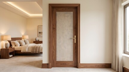 Fototapeta premium Simple Natural Wood Interior Door with Minimalist Modern Design