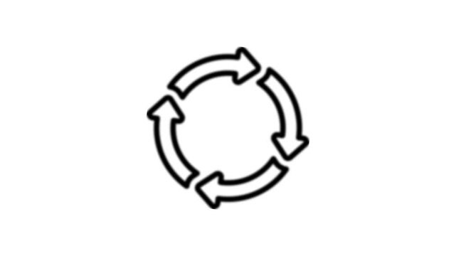 Cyan neon glowing circular arrows rotation cycle seamless loop animation interface, modern, sci-fi, cyber,