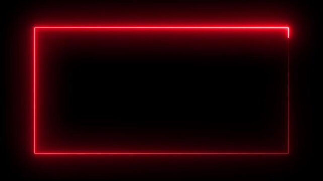 Glowing Neon light rectangle frame loading icon background in retro style, 4k video  vaporwave, arcade, 
