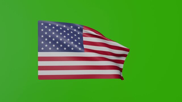 United States flag waving on a green screen background