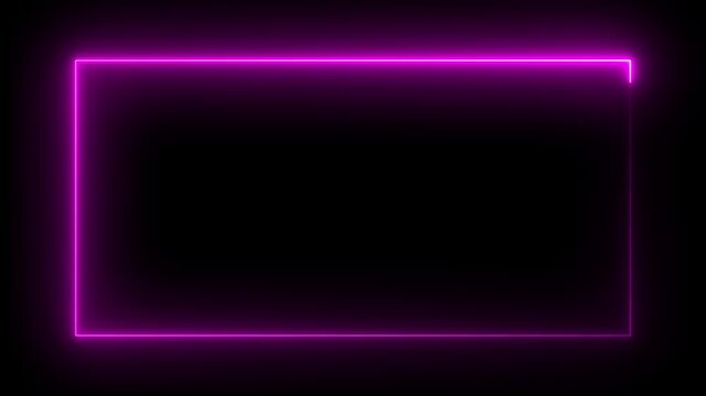 Glowing Neon light rectangle frame loading icon background in retro style, 4k video  vaporwave, arcade, gaming, 